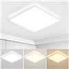 MOONSEA Plafoniera LED Soffitto 24W, Plafoniere Quadrata 3 colori 3000K/4000K/6500K, Lampada da soffitto LED per Camera da letto, Bagno, Cucina, Corridoio, Balcon, 30cm, Bianco