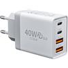 Mijun 40W 4-Porto Caricatore USB C Rapido, Presa USB Caricabatterie Multipla PD & QC3.0 Carica Batterie Cellulare, Spina Alimentatore USB C per iPhone 16 15 14 13 12 11 Pro Max, Samsung Galaxy S21 A55