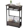 ZEXVIDA Tavolino sottile a 3 livelli con vano portaoggetti, stile vintage, per spazi ristretti e piccoli, comodino alto 62,5 cm, con portariviste (grigio)