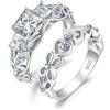 JewelryPalace Anello Vintage Infinito a Tre Pietre con Cubica Zirconia Azzurra, Cuore Fiocco Anelli Impilabili con Farfalla, Fede Nuziale Fidanzamento Set Gioielli Donna Argento