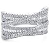 Bling Jewelry Personalizza Anello Stile Art Deco Pavé AAA CZ Crossover Criss Cross Costume Finto Impilabile Ampio Statement Cocktail 4 File Baguette Multi Banda per Donne Placcato in Rodio Argento Personalizzabile
