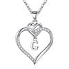 TINGN Collane con Iniziale a Cuore per Donne Ragazze, Collana con Ciondolo con Iniziale G Cuore in Zirconi Cubici Placcati in Oro Bianco 14K Collane con Pendente a Cuore Delicato per Donne Ragazze