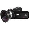 BAFEIYA Registratore per videocamera Vlogging con videocamera Videocamera Full 4K Videocamere digitali professionali Streaming live Fotografia 18X Registratore Vlog Webcam Ultra HD(NO SD Card,With Lens)