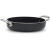 Pentole Agnelli ALSA2106SSPI28 Alblack Casseruola Bassa, in Alluminio, Spessore 5 mm, Fondo Induzione da 10 mm, con 2 Manici in Acciaio Inossidabile, 28 cm, Nero
