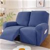 Surwin Copripoltrona Relax Reclinabile, Copripoltrona Elettrica Reclinabile Elasticizzato con Tasche Universale Copri Poltrona Elettrica Reclinabile con Braccioli (2 Posti,Blu)