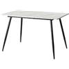 39F FURNITURE DREAM Scandinavian Style rettangular Dining Table with White Marble Effect Dotted Legs, Black, 120 x 80 x 75 cm