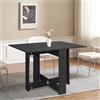 HUOLE Tavolo Pieghevole con 2 Ripiani iInferiori in Legno, Tavolo Richiudibile con Ruote per 6 Persone, Box Portaoggetti e Rotelle, Tavolo Pieghevole in MDF,103 * 76 * 73,4 cm (nero)