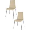 t m c s Tommychairs - Set 2 sedie Madrid per Cucina e Sala da Pranzo, scocca in Multistrato Imbottita e Rivestita in Pelle Artificiale Colore Lino e Basamento in Tubo d'Acciaio Cromato