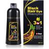Pemarlis 500ml 3 in 1 Shampoo colorantehampoo nero,hair dye shampoo, tintura per capelli in pochi minuti per un Look Naturale Shampoo,colori nero a lunga durata