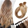 SEGO Extension Cheratina Capelli Veri Biondi 200 Ciocche U Tip Hair Extensions Invisibili 100% Remy Human Hair Indiani 100g 40 cm (100 g) (0.5g) Biondo Cenere mix Biondo Chiarissimo #18P613