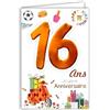 Afie Age MV 69 - 2016 scheda di buon compleanno 16 Anni adolescenti ragazzo ragazza motivo Scooter regali Hamburger Basket Calcio smalto Happy Birthday