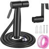 DMJJSD® Set per bidet doccetta per WC in acciaio inox con tubo e supporto da 40 pollici, pressione regolabile, set spray per WC (nero)