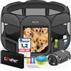 Lovpet® Recinto per Cuccioli e Piccoli Animali - Pieghevole per Cani, Gatti - Box Pop-up in Tessuto Oxford Con Ciotola - Recinzione per Animali