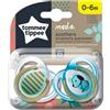 Tommee Tippee Set 2 Succhietti 0-6M Moda in Silicone Azzurro Cane