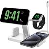 PDKUAI Caricatore magnetico senza fili 4 in 1, compatibile con caricabatterie Magsafe per iPhone 16/15/14/13/12,15 W, ricarica rapida pieghevole per Apple Watch 10/9/8/7/6/5/Ultra e Airpods (senza spina)