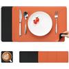 Myir JUN Tovagliette e Sottobicchieri, Tovagliette in Pelle e Sottobicchieri Set Tovagliette Americana Plastica Lavabili Tovagliette Impermeabile Tovagliette (Nero Arancione, Set di 6)