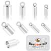 Beebeecraft 80Pcs 4 Dimensioni 925 Cappucci Terminali A Crimpare Placcati in Argento Sterling Colla Liscia in Pelle Punta del Barilotto con Anello Ad Anello per Braccialetti in Pelle Creazione