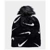 Nike K Nk Peak Beanie Sc Pom Berretto Pon Pon Nero Loghi Bia Donna