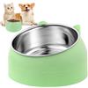 WuGU Ciotole per Gatti in Acciaio Inox, 400ML Ciotole per Cani Inclinata di 15° e Rialzata, Ciotola per Gatti, Protezione Cervicale, Staccabile, per Cibo Secco, Cibo Umido, Acqua - Verde