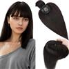 Elailite Hair Topper Donna Capelli Veri Clip 35cm #1B Nero Naturale Toupet Toupee Frangia Capelli Naturali Indiani Protesi 10cm*10cm con Mono 38g
