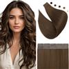 Elailite Extension Adesive Capelli Veri Biadesivo Cucito per Rinforzo #2A Marrone Fegato, 40cm 20 Fasce Biadesive Tape ins 50g