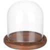 BENECREAT Coperchio in Vetro Trasparente Fiore Eterno da 14x13 cm, Micro Paesaggio A Cupola A Cloche con Base in Legno Massello per Artigianato Floreale Fai-da-Te
