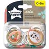 Tommee Tippee Set 2 Succhietti in Silicone 0-6M FS Moda Rosa con Decoro