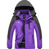 Wantdo Giacca da Sci Caldo Imbottita Invernale Parka da Neve Cappotto da Snowboard con Cappuccio Giubbotto da Viaggio a Vento Outdoor Donna Viola e Grigio Scuro XL