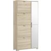 HOMCOM Scarpiera con Specchio per 16 Paia di Scarpe, 4 Cassetti a Ribalta e 2 Armadietti, 82x30x168cm, Rovere