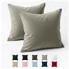 Dreamzie Federe 65x65 Cotone Rinforzato (Set da 2) - Grigio Chiaro - Trama Fitta a 57 Fili/cm² - Federe Cuscini 65x65 cm - Federe Cuscino 65x65 Certificate Oeko Tex - Dreamzie