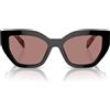 Prada Occhiali da Sole PRA09S 12O10D Nero/Marrone Chiaro Unisex