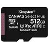 KINGSTON SD-MICRO KINGSTON 512GB incl. Adapter CLASS10 U3 UHS-I V30 + ADATTATORE READ:100MB/S WRITE:100MB/S - SDCS2/512GB