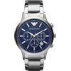 Emporio Armani Orologio Uomo, movimento cronografo, cassa in acciaio inossidabile 43 mm con bracciale in acciaio inossidabile, AR2448