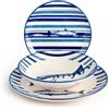 H&H, Servizio tavola Puerto, 18 Pezzi, in stoneware, decorato, lavabile in lavastoviglie