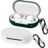 easyBee 2 Pacchi Cover Custodia in Silicone Compatibile con Sony WF-C500 Cuffie Bluetooth e 2 Moschettone Portachiavi, Protezione Completa Antiurto - Bianco e Verde Scuro