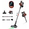 JIGOO C200 Aspirapolvere senza fili, aspirazione 23KPa, La spazzola con denti guida evita i grovigli,con luce LED verde - Grigio