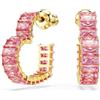 SWAROVSKI ORECCHINI A CERCHIO MATRIX, CUORE, TAGLIO BAGUETTE ROSA