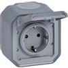 LEGRAND, Plexo New 069733L - Presa standard Schuko per ambienti umidi, con coperchio ribaltabile, protezione da contatto, installazione con morsetti a vite, 16 Ampere, 250 Volt, IP44 - IK07, colore: