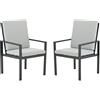 NATERIAL Poltrona da giardino con cuscino grigio e braccioli Athena NATERIAL, struttura in alluminio seduta in alluminio grigio, L 61 x H 98 x P 64 cm, set da 2 pezzi
