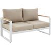 NATERIAL Divano da giardino con cuscino bianco e braccioli Persea NATERIAL da 2 posti, struttura in alluminio seduta in alluminio bianco, L 142 x H 68.4 x P 80 cm