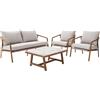 NATERIAL Salotto da giardino Gaia NATERIAL beige con cuscini in olefina beige per 4 persone