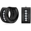 Bling Jewelry Channel Set Cubic Zirconia Cz Wide Fashion K-Pop Hoop Huggie Orecchini Per Uomini Per Donne Acciaio Nero Acciaio Inox