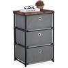 Relaxdays Cassettiera in Stile Industriale, Comò con 3 Cassetti e Ripiano Tessuto, Metallo, 65x43x33 cm, Grigio Marrone, Acciaio, Plastica, Fibra di Legno