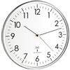 TFA Dostmann orologi da parete moderno, grande, analogico, alta precisione, orologio radiocontrollato, bianco/argento, 60.3514, adatto per cucina, soggiorno, ufficio o ingresso