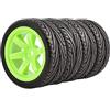 KEEDA 4PCS 1:10 RC pneumatici e ruote in plastica per 1/10 HSP HPI Tamiya RC su strada Touring Racing Drift Auto (verde)