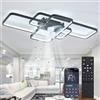 MiiR Ventilatore Da Soffitto Con Illuminazione, Ventilatore Da Soffitto A LED 80W Con Telecomando Lampada Ventola Dimmerabile 6 Velocità Del Vento Plafoniera Per Soggiorno Camera Da Letto Luce Nero 72cm
