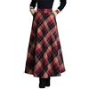 Moviendress Gonne Donna Vita Alta Lunga Invernali Lana Scozzese Vintage Caldo Eleganti Pieghe Lunghe Gonna Swing (S/Vita Elasticizzata 64 CM, Griglia Rossa)