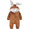 Verve Jelly Toddler Neonati maschi Abbigliamento per ragazze Cerniera Tuta con cappuccio Pagliaccetto Manica lunga Tuta Outfit Autunno Inverno Vestiti caldi Velluto Marrone 90 1-2 anni