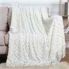 LumiSyne Coperta a Maglia Sfrangiata Tinta Unita Jacquard Motivo a Rombi Calda Coperte In Maglia Copriletto a Maglia Coperta Da Tiro Adatto Per Letto o Divano 130×230cm