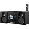 Cyberlux Impianto compatto con lettore CD Bluetooth | Mini impianto musicale HiFi | USB AUX in CD/MP3 FM Radio 30 slot di memoria | impianto display LED con scatole Micro HiFi System